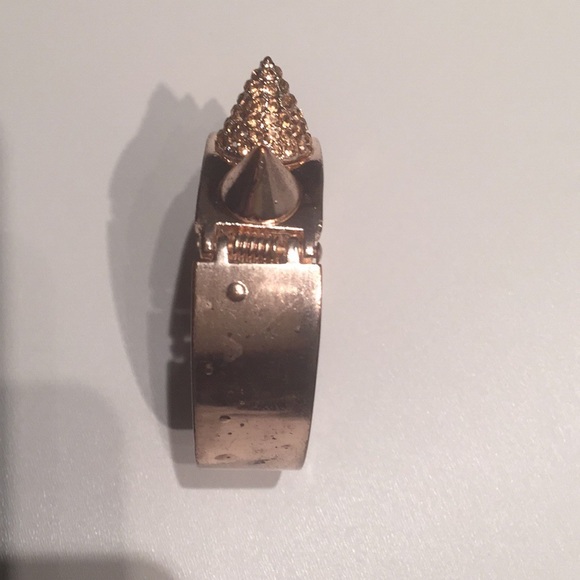 Rose Goldtone & Crystals Studded Cuff Bracelet - Picture 8 of 8